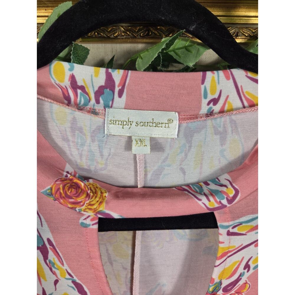 Simply Southern XXL Dress Pink Floral Longhorn Cow Skull Tassel Western Boho - Picture 2 of 5